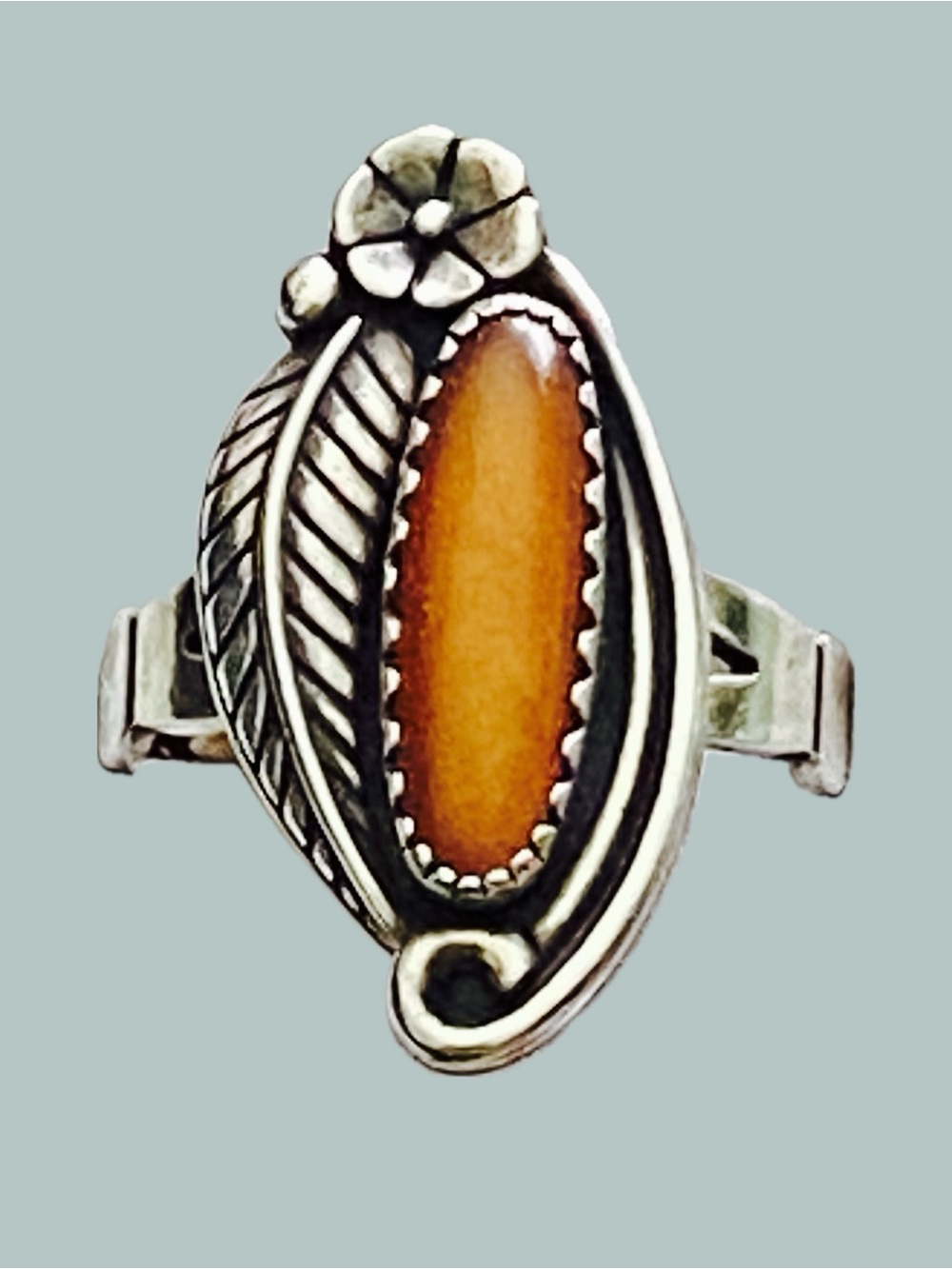 VTG WMCO Signed CH Southwestern Sterling Silver Orange Shell Ring Sz 6 NWT